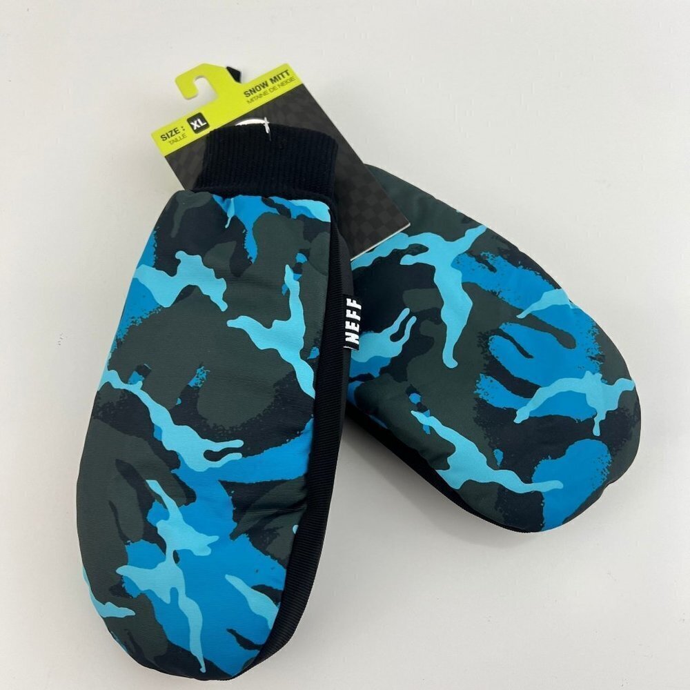 Neff Women's Snow Mitt Mitten Snowboarding Blue Camo Size‎ XL
